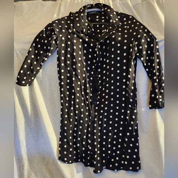NWOT Zara Polkadot Shirt Style Dress - Picture 3 of 6